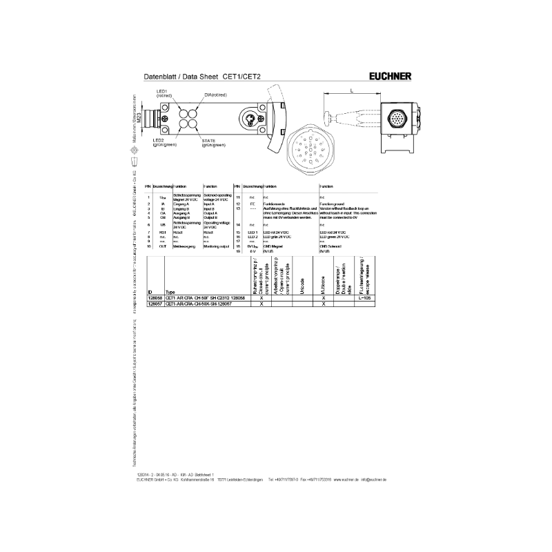 CET1-AR-CRA-CH-50F-SH-C2312 Công tắc/cảm biến an toàn Euchner