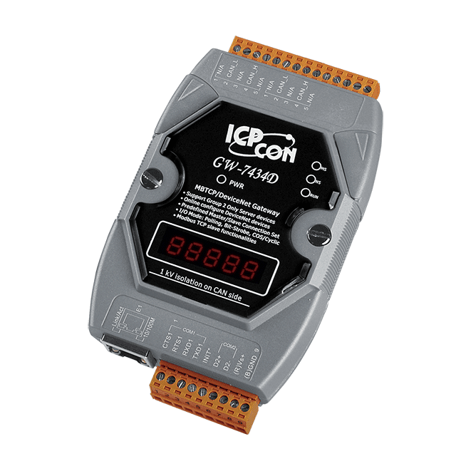 GW-7434D-G DeviceNet Slave to Modbus TCP/RTU/ASCII Master Gateway ICP DAS Vietnam